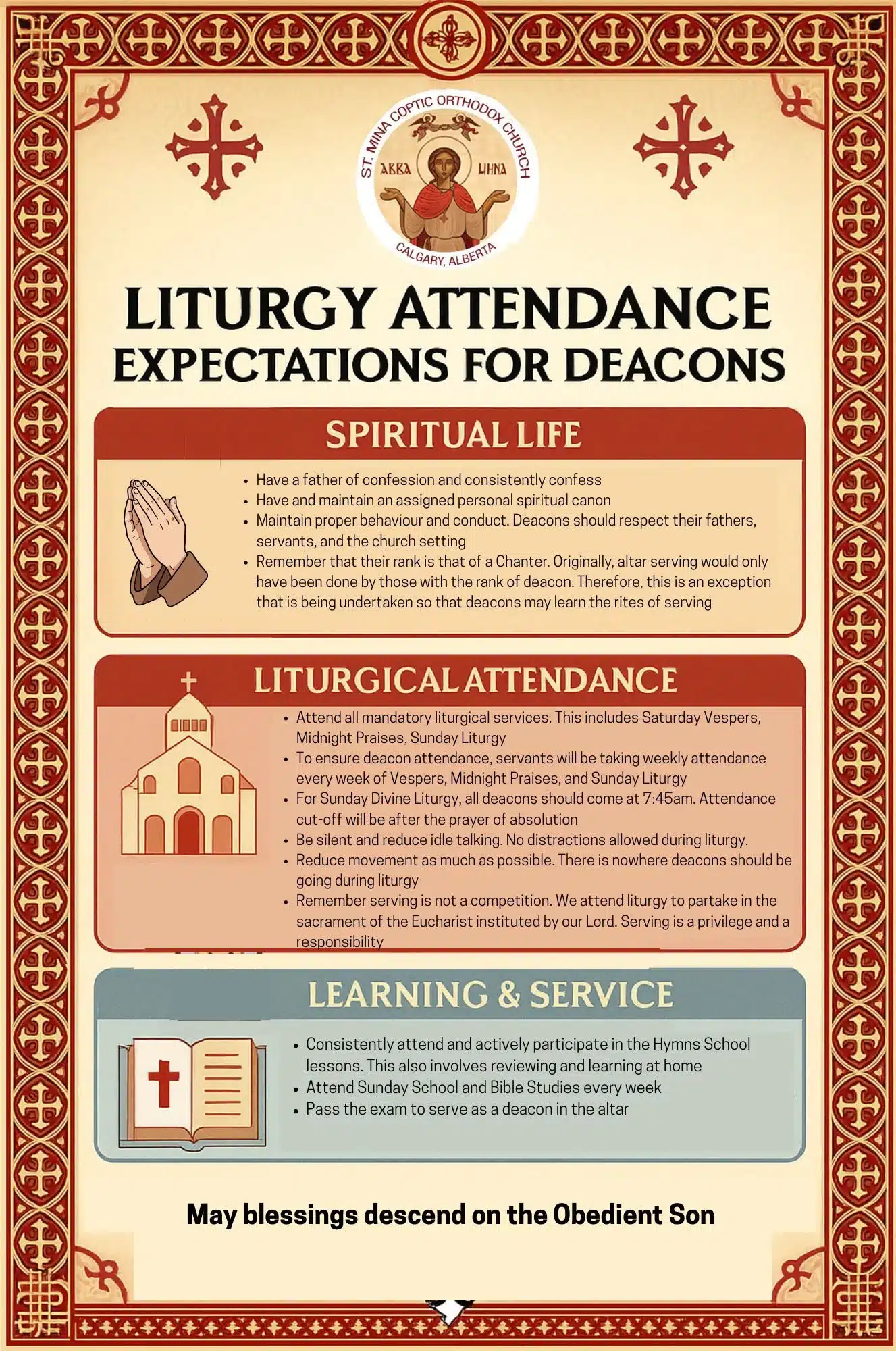 Liturgy attendance expectations for deacons Liturgy attendance expectations for deacons